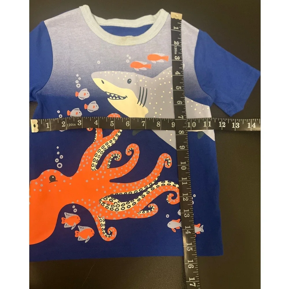 The Children's Place Graphic Tee Toddler 3T Blue Octopus Shark 1616